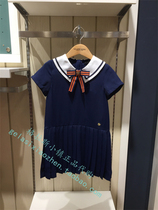 Clothing childrens clothing counter domestic 20 years autumn girls bow short sleeve dress OWA3721K