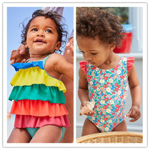 Spot BD MB Scout girl Rainbow Blossom Lotus Leaf Side Cake Skirt Style One-piece Swimsuit Swimsuit l