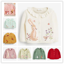 Spot next childrens clothing girl new pink rabbit butterfly embroidered long sleeve sweater cardigan