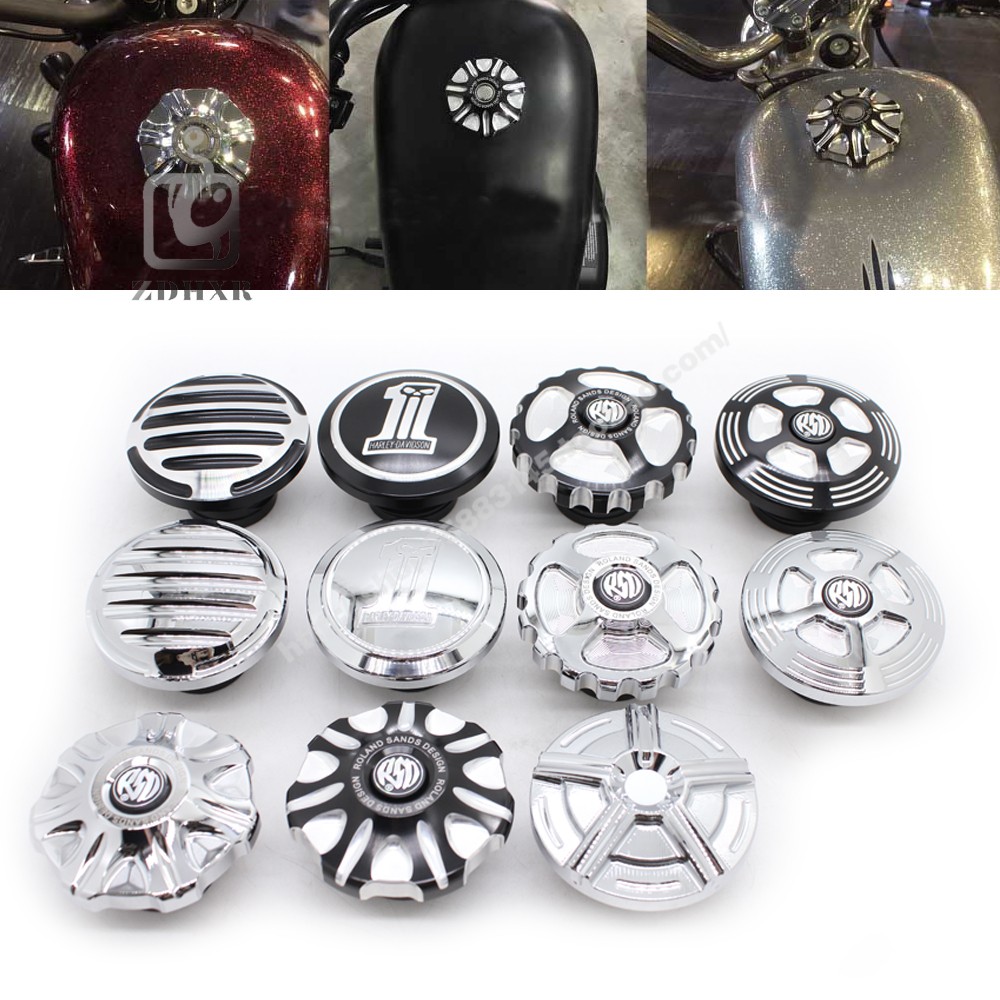 Suitable for Harley XL883 1200 X48 modified CNC fuel tank cap RSD fuel tank cap 360 degree rotating cover surface