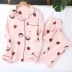 Maruko ~ mùa hè cotton gạc đồ ngủ của phụ nữ dài tay hai lớp giặt cotton gạc cardigan mùa xuân dịch vụ nhà phù hợp với mỏng - Bộ Pajama