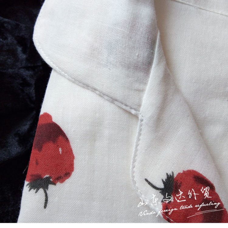 Bộ đồ ngủ gạc cotton Nhật Bản dành cho nữ tay dài hai lớp sợi cotton dễ thương mùa xuân và mùa thu dâu tây phục vụ nhà phù hợp với kích thước lớn mùa hè đồ mặc nhà