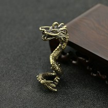 Creative handmade vintage pure copper brass flying Dragon car keychain chain waist pendant pendant Zodiac dragon pendant