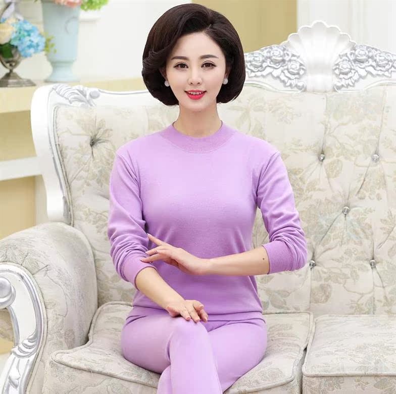 Trung niên dây quần lót già ấm bộ womens bông cao cổ quần mùa thu lớn bà mẹ kích thước.