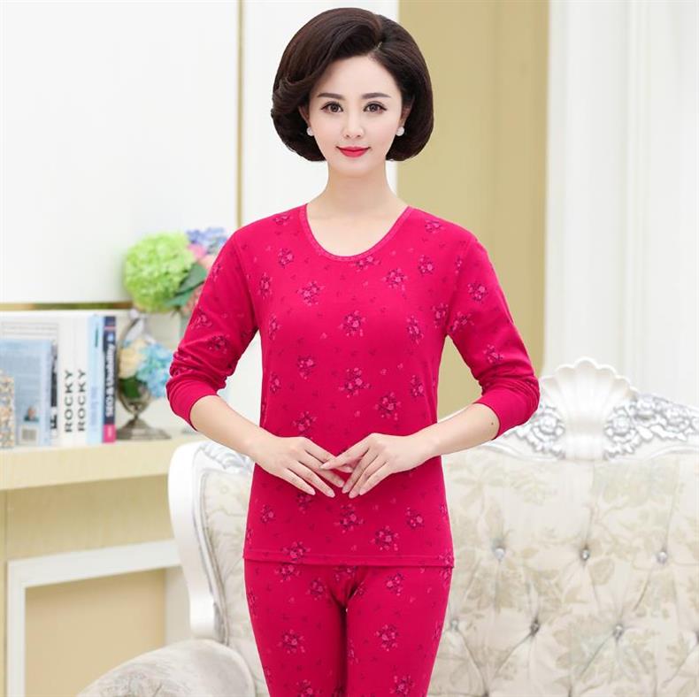 Trung niên dây quần lót già ấm bộ womens bông cao cổ quần mùa thu lớn bà mẹ kích thước.