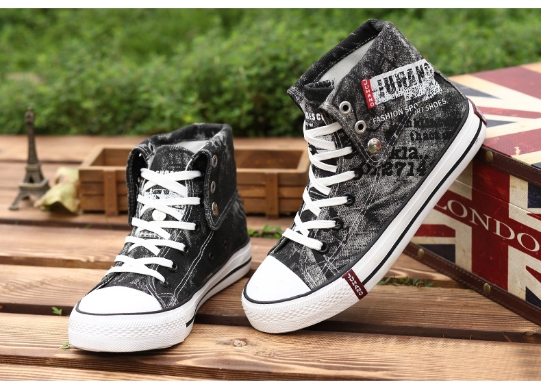 Giày vải denim cao nam phiên bản Hàn Quốc của ulzzang xu hướng học sinh ngụy trang cá tính giày thường giày skate thể thao shop giày bóng rổ hà nội