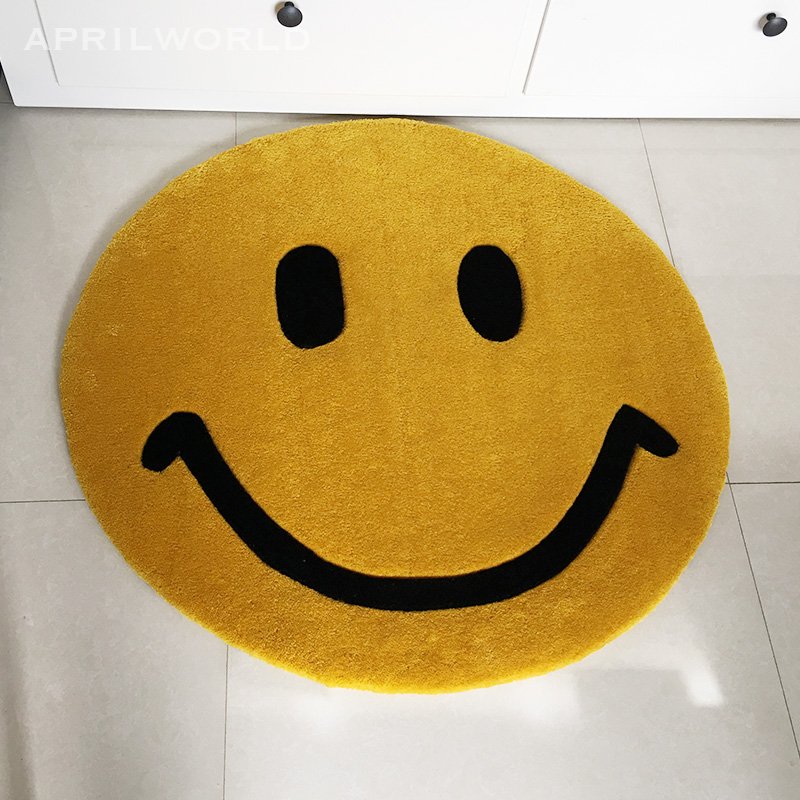 Cartoon mặt cười nghiên cứu tròn trang trí nội thất phòng khách phòng ngủ thảm dày acrylic tay sạch truyền thống - Thảm giá thảm cuộn trải sàn