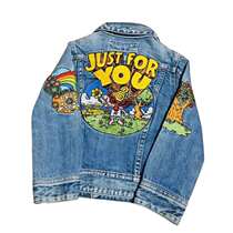 High-end custom black super pacifier rainbow denim jacket Japanese tide brand childrens parent-child outfit 17 out