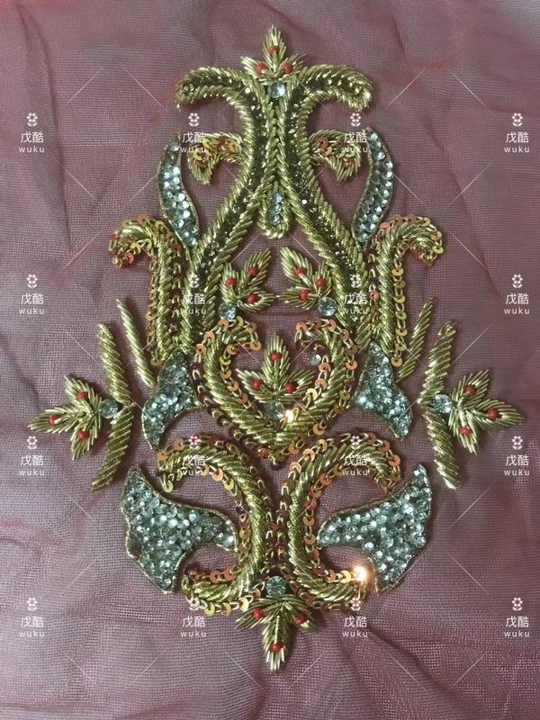 Classic High-End Imported Indian Silk Appliqué Wedding Dress, Cheongsam, Xiuhe Clothing Decorative Accessories