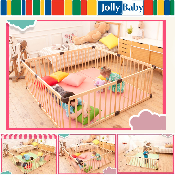 JollyBaby Children's indoor Play fence Baby Baby crawling Toddler fence Solid wood safety fence