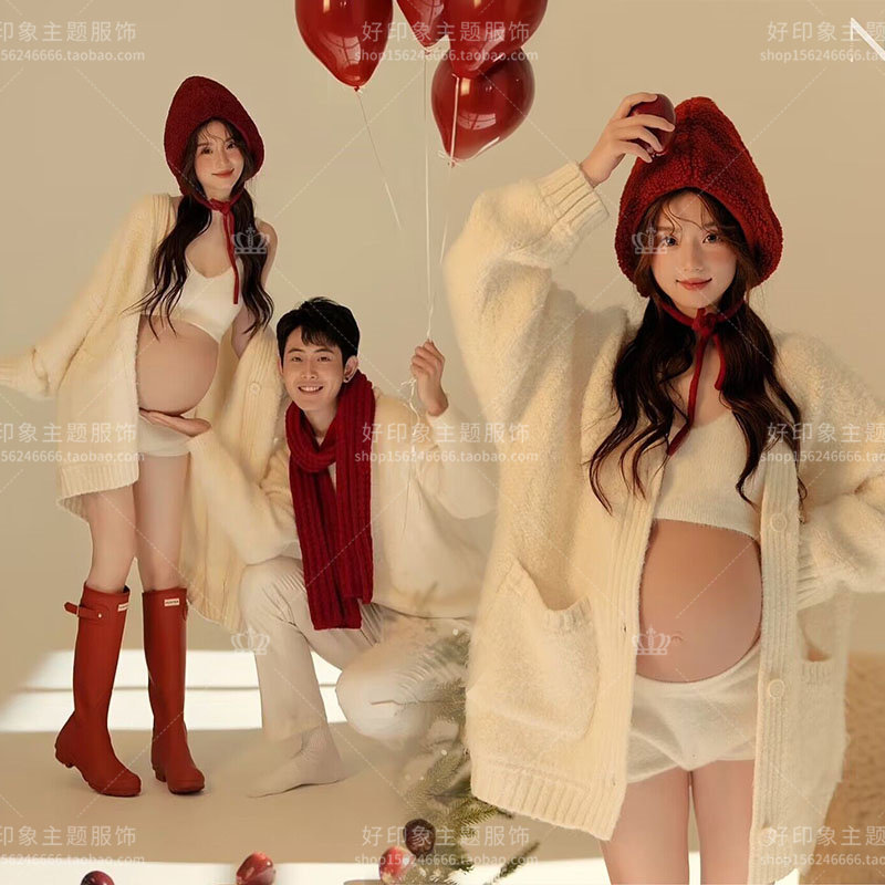 New Autumn Winter Pregnant Woman Themed Clothing Christmas Cute LAZY SWEATER SWEATER PERSONAL ART PHOTO PHOTOGRAPHY CLOTHING-Taobao