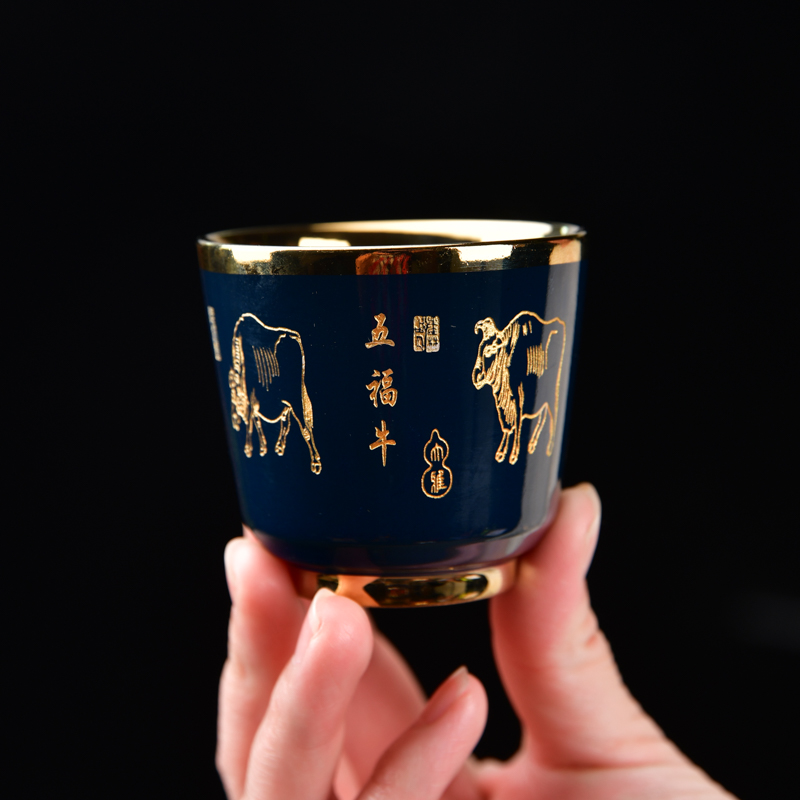 Liu Jinji Blue Five Fu Teacup Cup Master Cup Ceramic Utiliti Tea Cup Tasting Cup Single Tea Bowl Tea Brewink