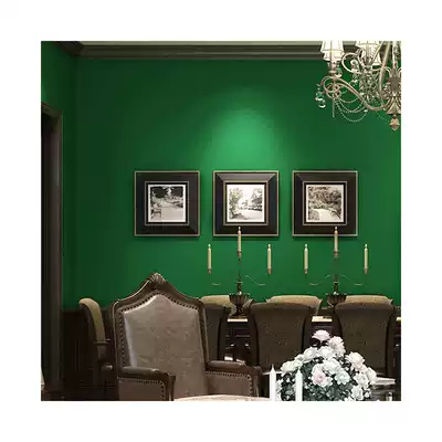 美式乡村纯色复古松花绿墨绿色无纺布壁纸东南亚卧室客厅素色墙纸