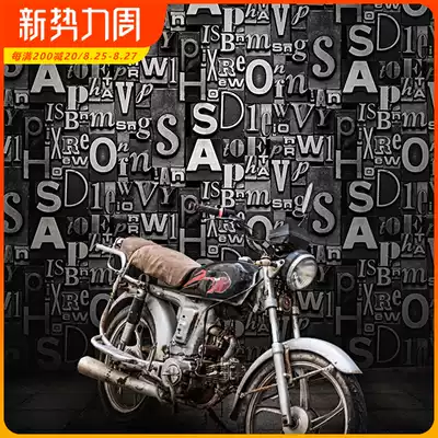 Retro wallpaper 3D three-dimensional nostalgic English alphabet science and technology store dining room bar clothing store KTV background wall paper