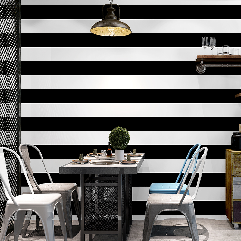 Black And White Horizontal Stripes Wallpaper Modern