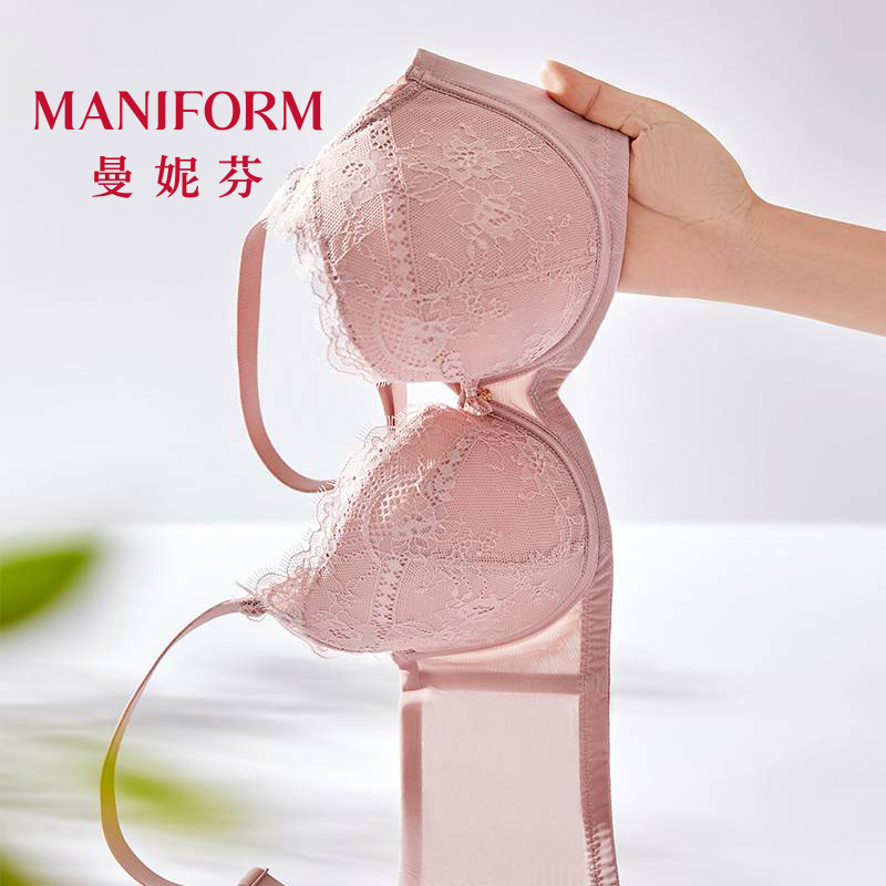 Maniform Full Cup Anti-Sagging U-Shaped Padded Mini Lace Bra 20840595