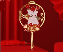 Metal Brass Zodiac Rat Number One Rat Fan Bookmark Classical Chinese Style Animal Creative Souvenir Birthday Gift