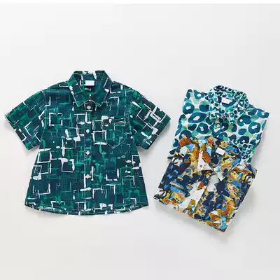 Children's shirt summer cotton baby Foreign style short sleeve boy thin summer dress color tide small boy Korean tide coat