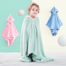 Cartoon childrens bath towel cloak with hat soft absorbent newborn baby can wear bathrobe bathrobe bathrobe bathrobe