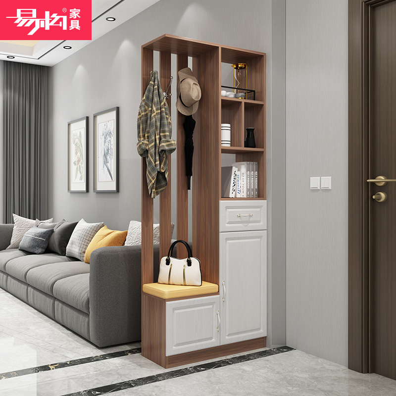Entry porch cabinet shoe cabinet one-piece shoe stool living room partition cabinet screen new Chinese style entrance fantasy cabinet coat rack