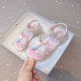 Блестящие сандалии для принцессы, летняя детская пляжная обувь, мягкая подошва