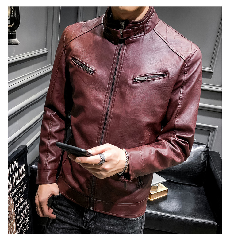 Áo khoác da nam mới 2018 đẹp trai quần áo áo khoác nam cộng với nhung giả da Slim thanh niên mặc phổ biến áo gió