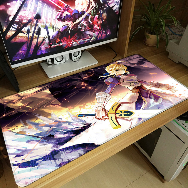 Fate mouse pad ສອງມິຕິລະດັບ Fgo black Joan of Arc Saber ແປ້ນພິມຂະຫນາດໃຫຍ່ພິເສດ pad edge game anime peripherals