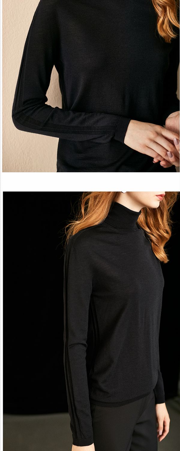 WZT01505 hoa nhài hoa nhài cashmere 15,5 micron len áo len cao cổ một mảnh áo thun đẹp