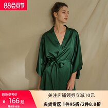 Venus blessing spring and summer nightgown female thin bathrobe simulation silk sexy pajama skirt French morning gown female bride