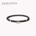 Trang sức LucksYLOTUS Obsidian Agate Thái bạc Voi rất mỏng Đàn ông và phụ nữ Vòng đeo tay đơn giản và an toàn vòng tay gỗ Vòng đeo tay Clasp