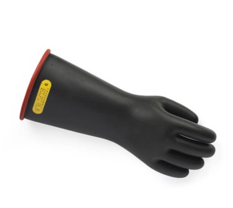 Double safety class 2 16 inch 20KV latex insulating gloves test voltage 20KV black electrician gloves