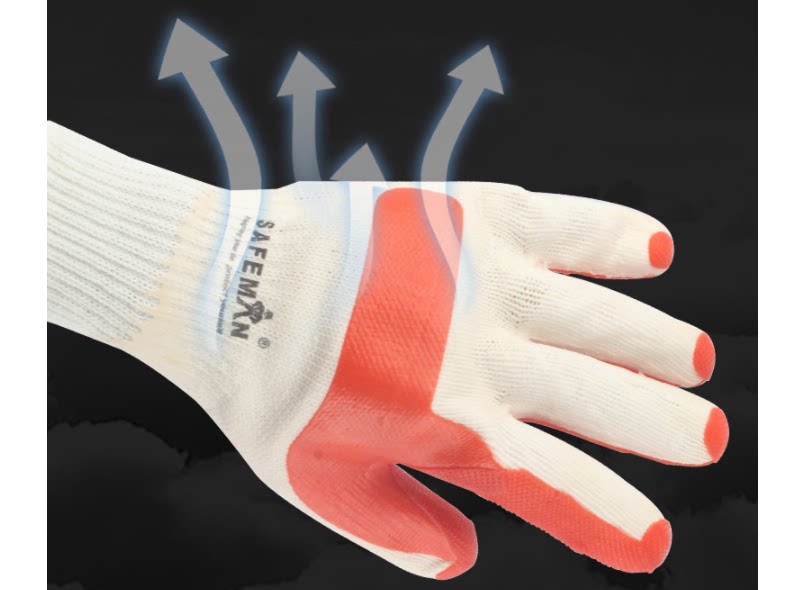 SAFEMAN Junyu 7102 negative film gloves (white red) grade 4 wear-resistant acid and alkali chemical protective gloves