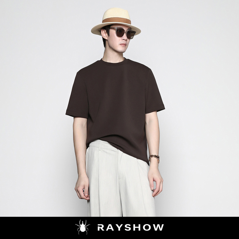Rayshow Modal Air Layer Fabric Short-Sleeved T-Shirt Cleanfit Loose, Crisp and Anti-Wrinkle Basic Top Rayshow Modal Air Layer Fabric Short-Sleeved T-Shirt Cleanfit Loose, Crisp and Anti-Wrinkle Basic Top