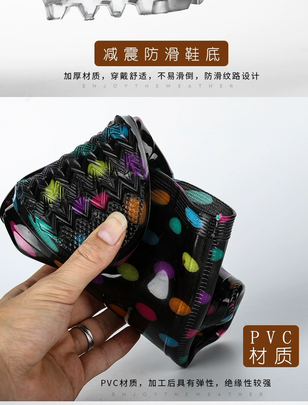 Cao ống cộng với nhung cộng với bông mưa giày không thấm nước giày mưa cao su giày cao su che giày nữ trưởng thành thời trang trượt mùa đông ấm áp