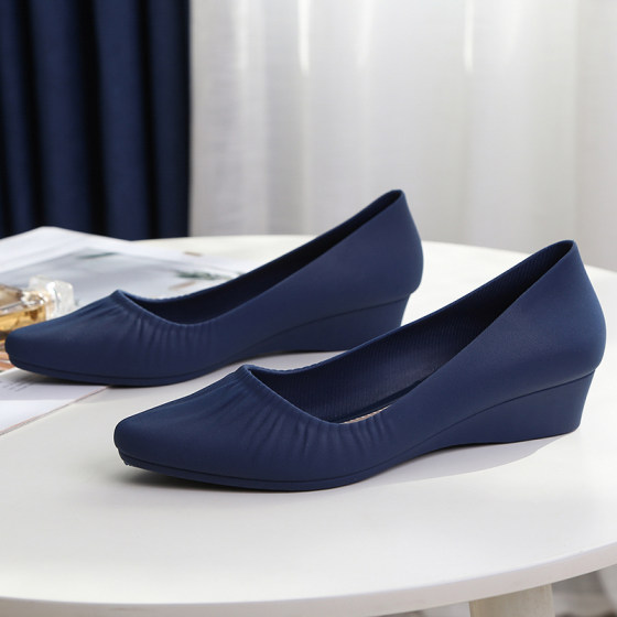 新款时尚凉鞋女夏网红浅口包头ins外穿坡跟单鞋休闲防滑沙滩尖头