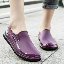 Adult low-gang fashion waterproof shoes and rainboots female wearing working adhesive shoes anti-slip shoes warm and plug cotton