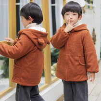 Childrens gown autumn and winter long sleeve thick boys down jacket anti-dirty coat painting apron baby eating bib