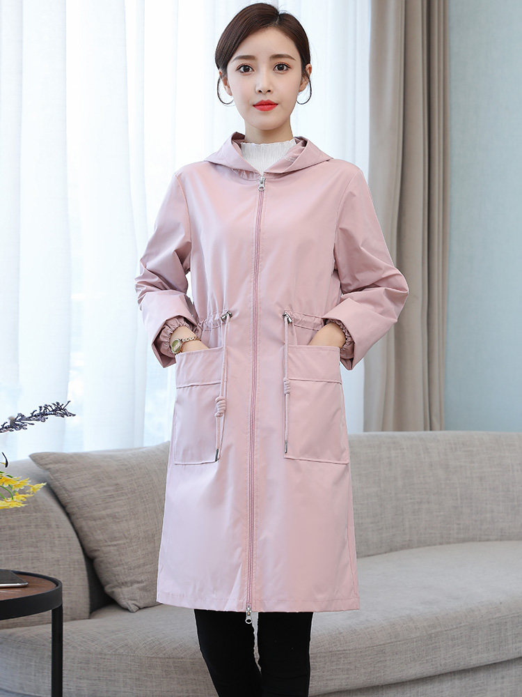 Adult overcoat Autumn and winter long-sleeved breathable waterproof medium-long version of overalls Women wear zipper anti-dirty kitchen apron