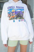 Salt and pepper retro tide American INS wind Beach cartoon sweater front pocket White loose hoodie