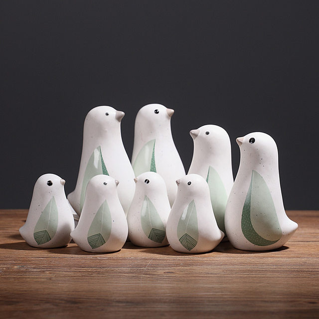 Creative Nordic super cute bird family echo ສວນປ່າເຮັດສວນເຮືອນ soft furnishing ceramic ornaments flower decoration