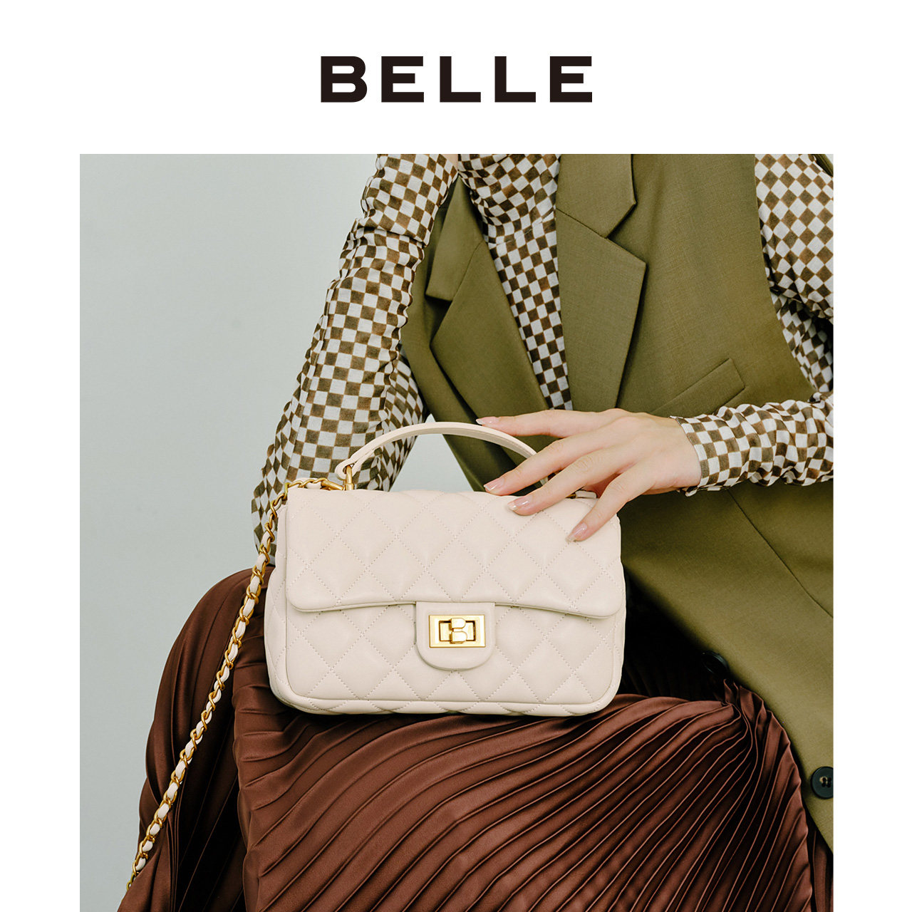 Belle Lingge small square bag women's 2021 autumn new shopping mall with the same style chain fashion one-shoulder Messenger portable X5766DX1
