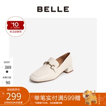 BELLE Belle English Wind Lefu Shoes Stone Embossed Coarse Shoes Female 3V421CM0