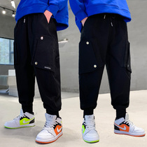 Boy Korean casual pants loose autumn 2021 New Medium Big Boy black foreign style overalls spring and autumn trousers