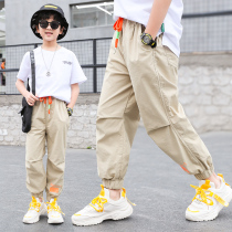 Boys thin casual trousers summer new mid-big children loose Joker pants closing boy cotton anti-mosquito pants