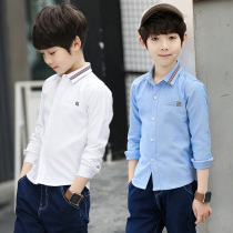Boy white shirt spring dress middle boy boy Korean spring new coat handsome children long sleeve shirt tide