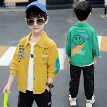 Boys autumn coat 2021 new childrens handsome lapel jacket cardigan