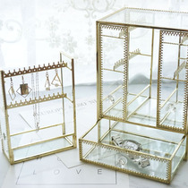 Retro glass jewelry jewelry box necklace rack earrings ear stud rack jewelry storage and packing desktop finishing rack