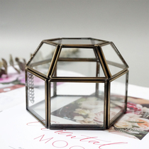 Nordic hexagonal flip glass jewelry box skin care cosmetics accessories desktop debris finishing storage box