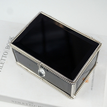  European-style rectangular black glass jewelry box Jewelry storage box Home decoration jewelry box Model room decoration