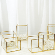 Simple light luxury Nordic ins Wind brass glass makeup brush tube storage tube beauty tool storage barrel Pen Holder